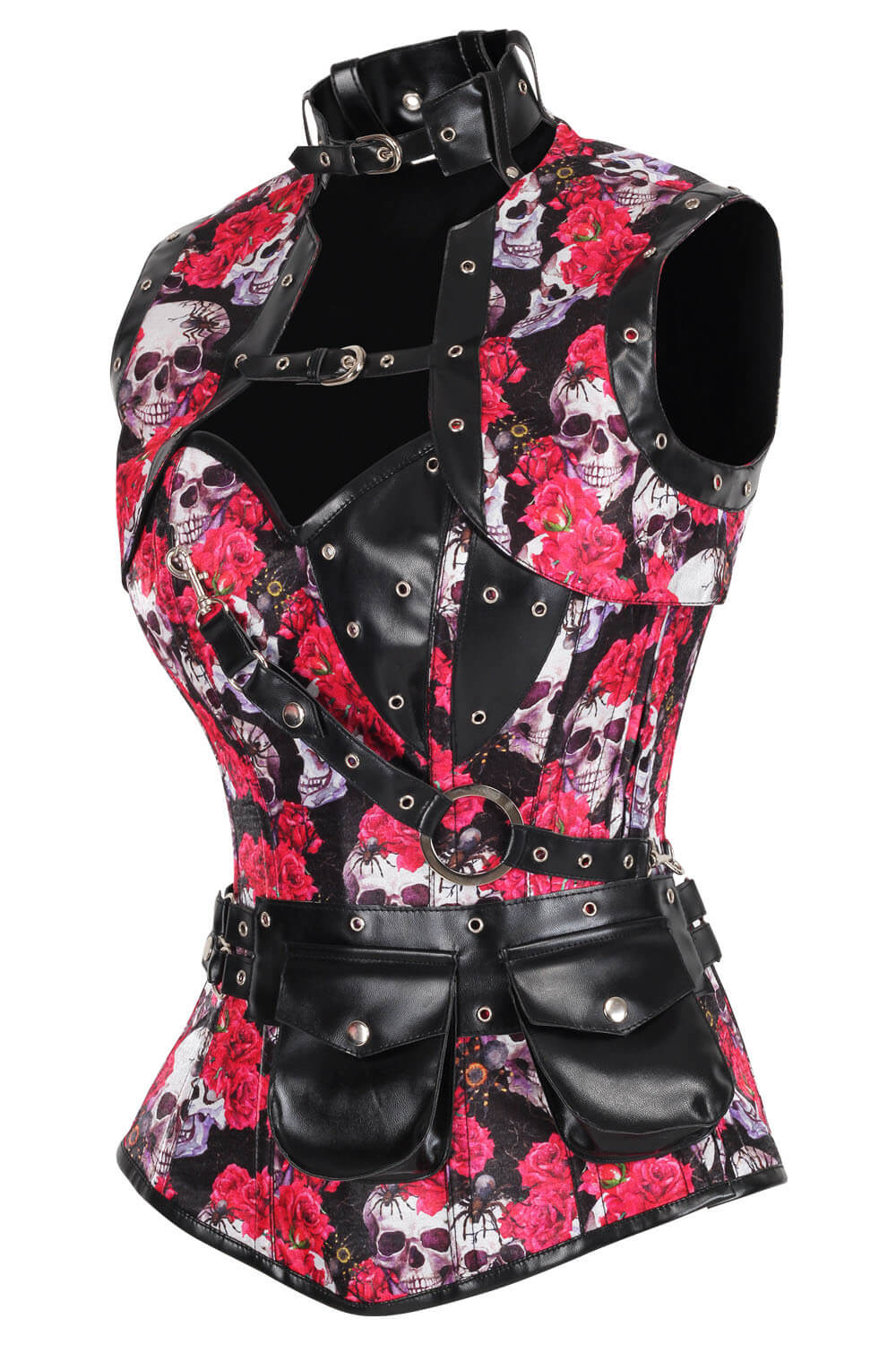 Tarina Skull with Vibrent Rose Overbust Corset