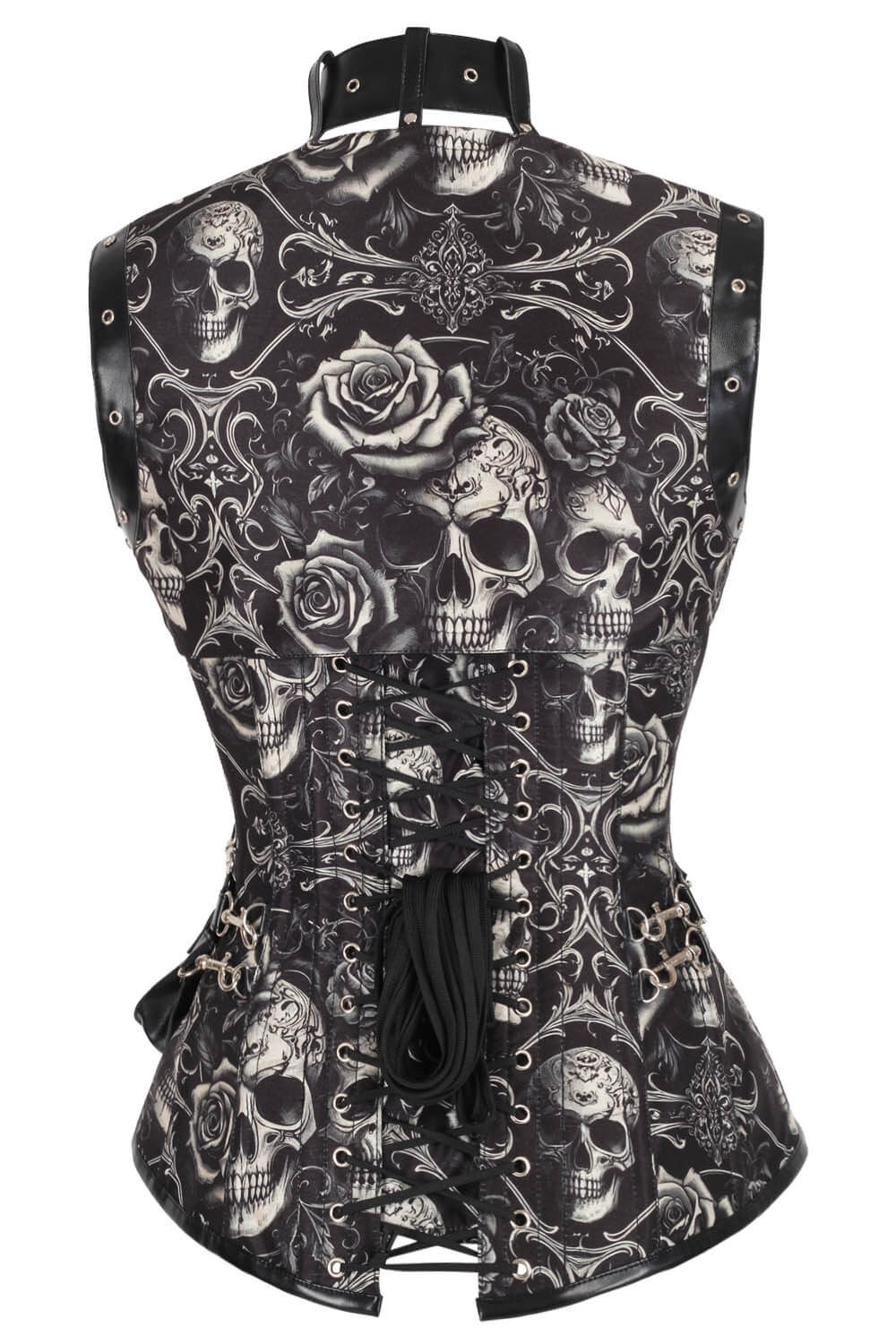 Kionah Skull Baroque Scrollwork Overbust Corset