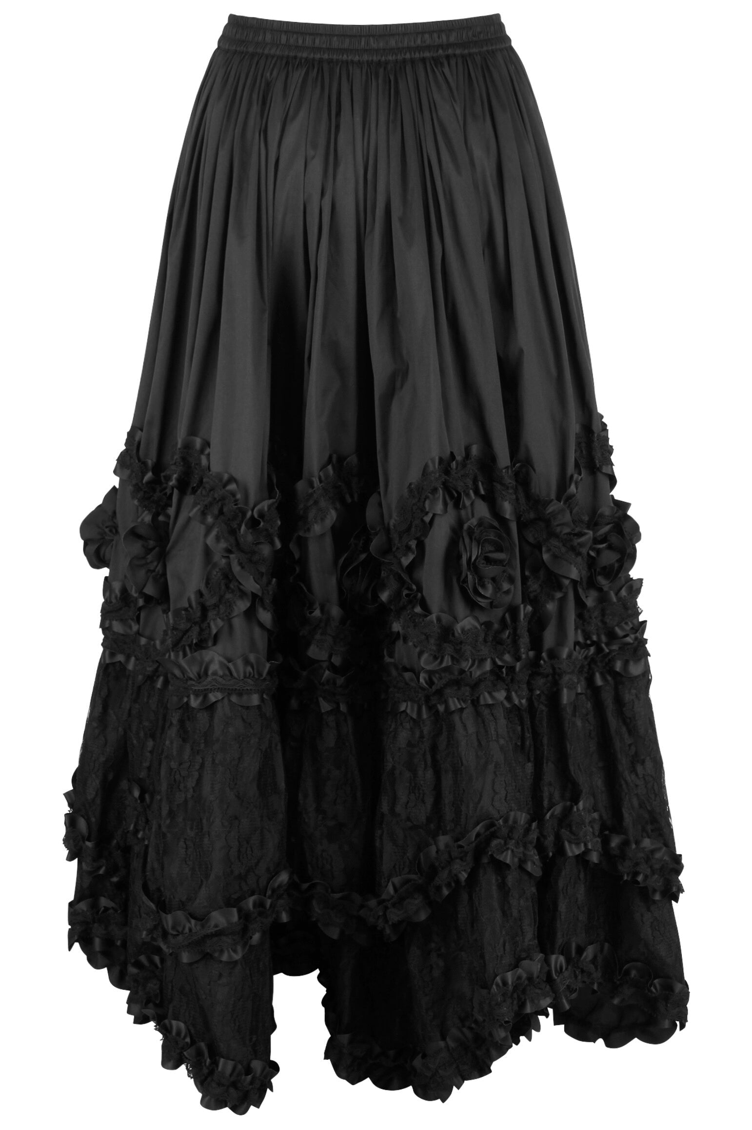 Audri Rococo Cupcake Black Taffeta Long Skirt