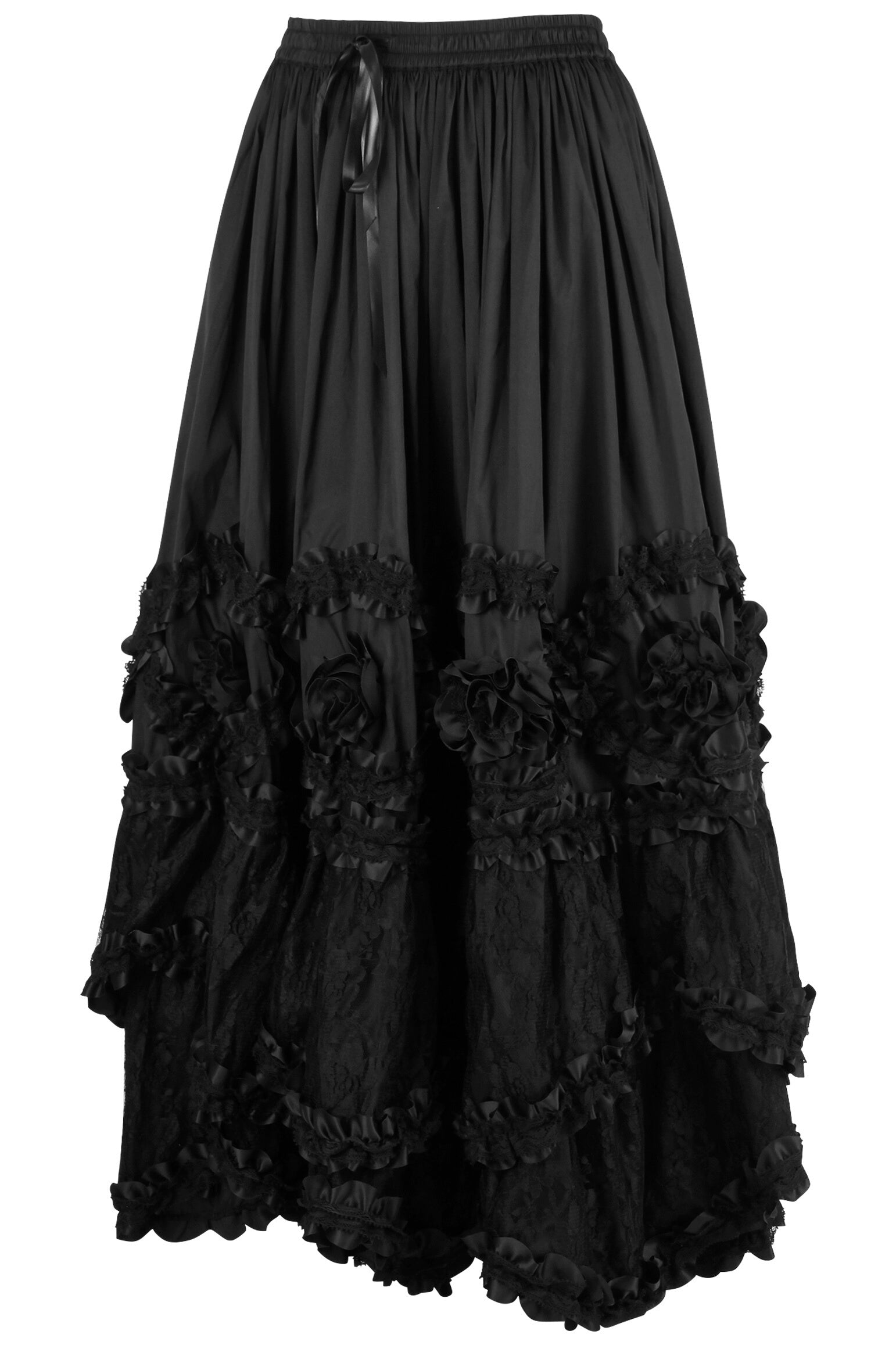 Audri Rococo Cupcake Black Taffeta Long Skirt