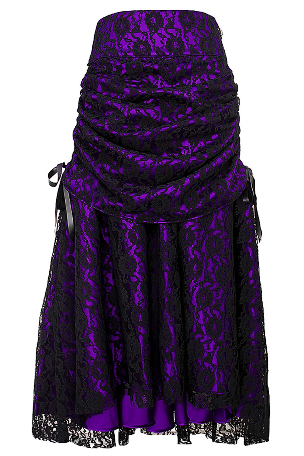 Brandyn Satin with Lace Overlay Gothic Bustle Skirt