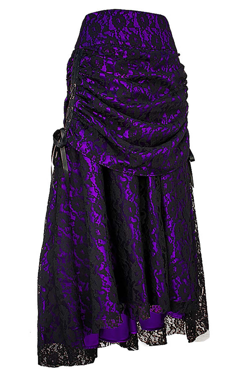 Brandyn Satin with Lace Overlay Gothic Bustle Skirt