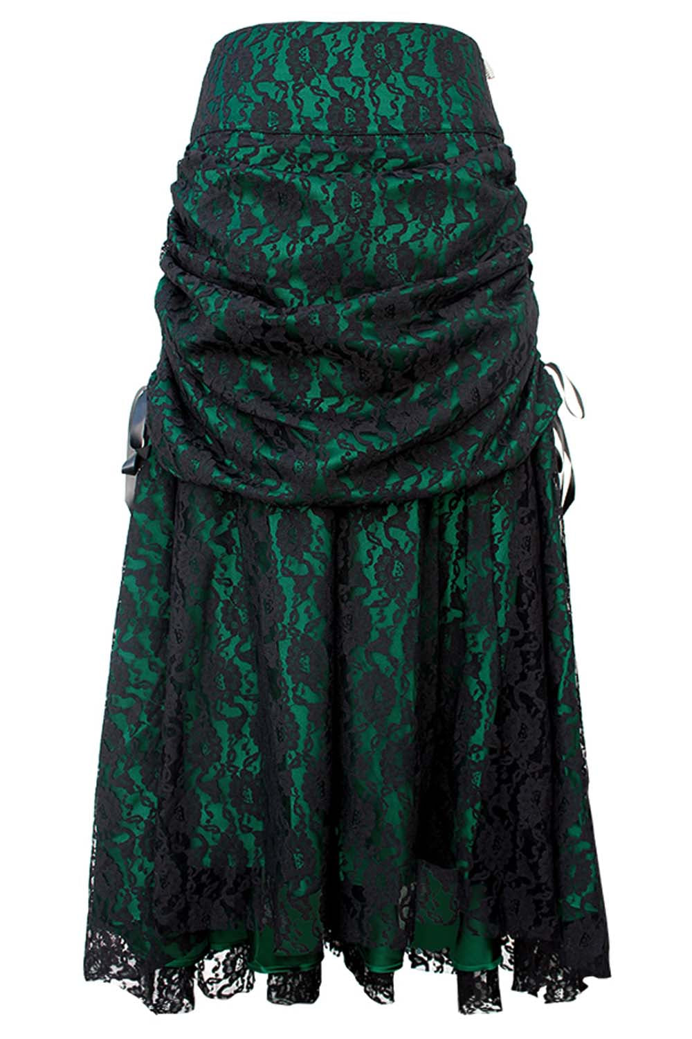 Brandyn Satin with Lace Overlay Gothic Bustle Skirt